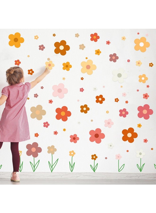 TaoBary 288 قطعة ملصقات حائط زهور كيوت من ي2ك ملصقات حائط ملونة من الفينيل قابلة للإزالة واللصق ملصقات هيبي أنيقة زهور حائط للديكور في غرفة الأطفال والمراهقين (ألوان كلاسيكية) - Image 4
