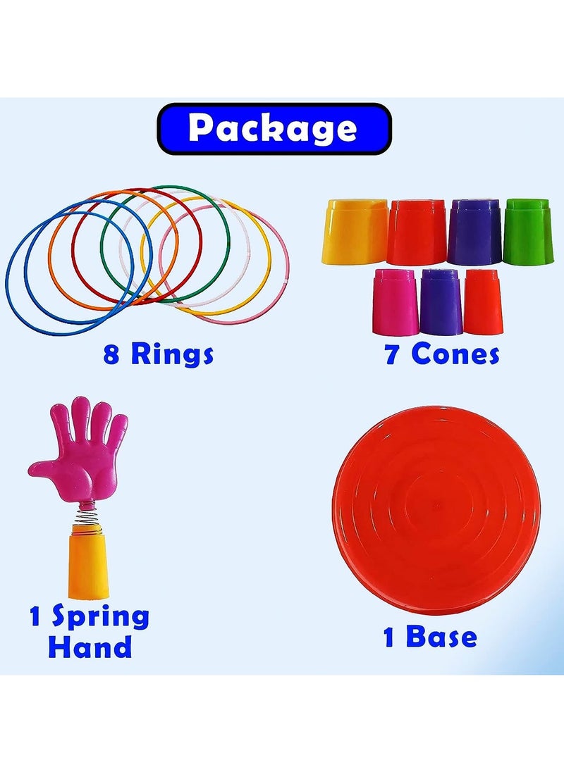 Ring Toss Game Set Colorful Ring Throwing Quoits Set for Kids Adults Interactive Circle Ferrule Set for Garden Backyard Party Games Birthday Carnival 6 Stacking Cups 9 Rings