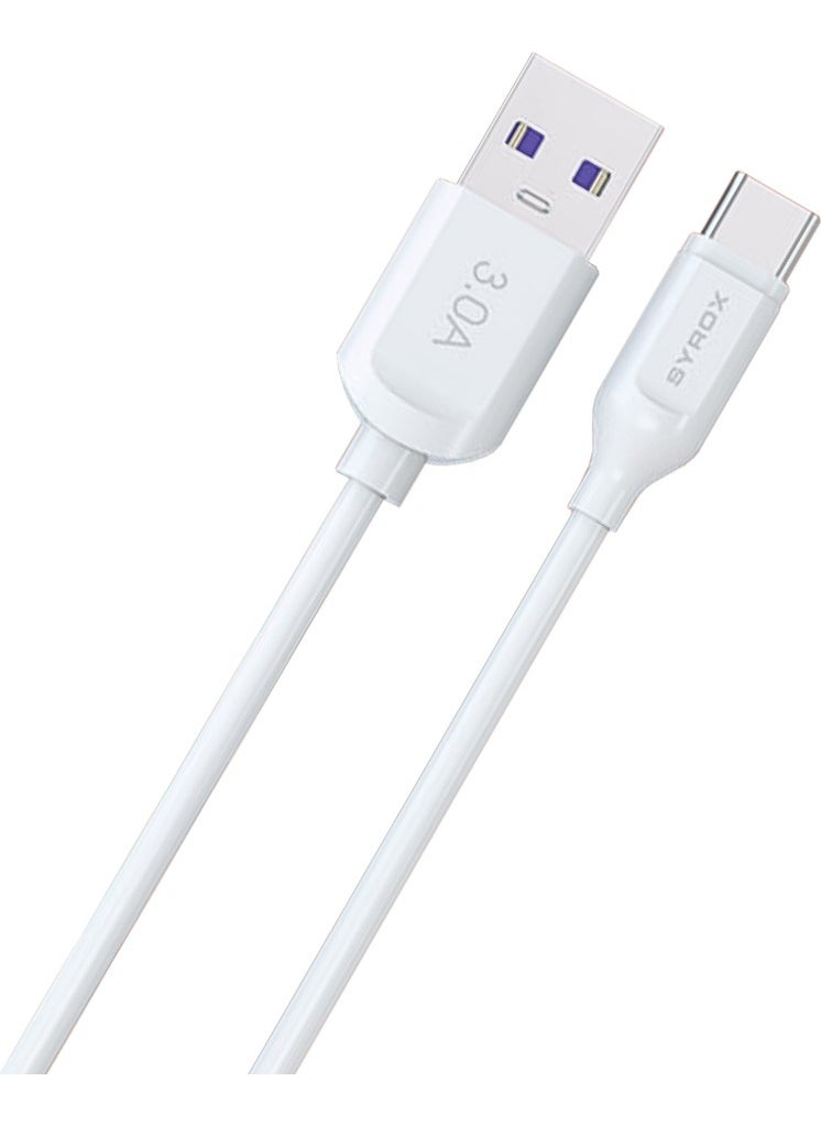 Syrox - C110 Type-C Fast Charge and Data Cable 1mt 3.0A 18W White - Image 1