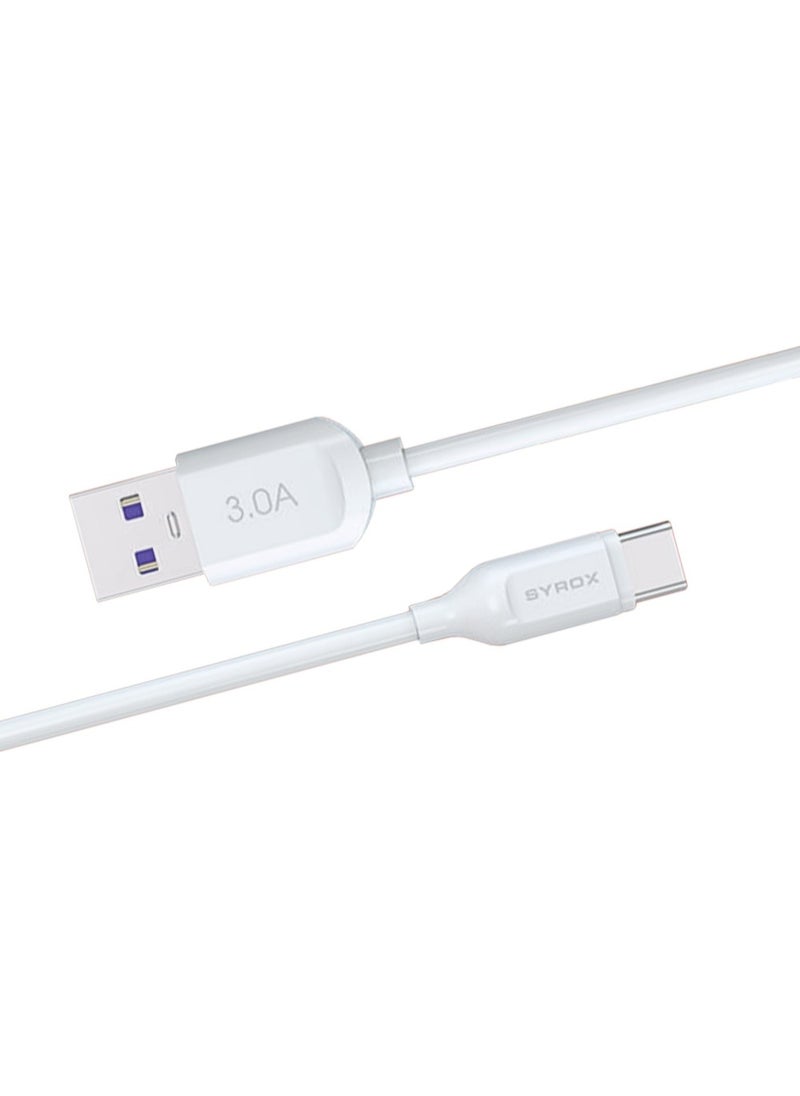 Syrox - C110 Type-C Fast Charge and Data Cable 1mt 3.0A 18W White - Image 1