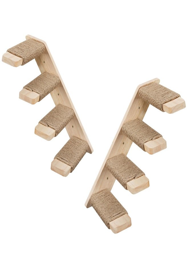 HOOBRO Cat Wall Shelves Set of 2, Wood Wall Mounted 4-Level Cat Wall Steps, Cat Wall Climber Furniture, Cat Climbing Shelves with Jute Scratching Steps, for Cat Perches and Platforms, Nature NL42CS03 - Image 1