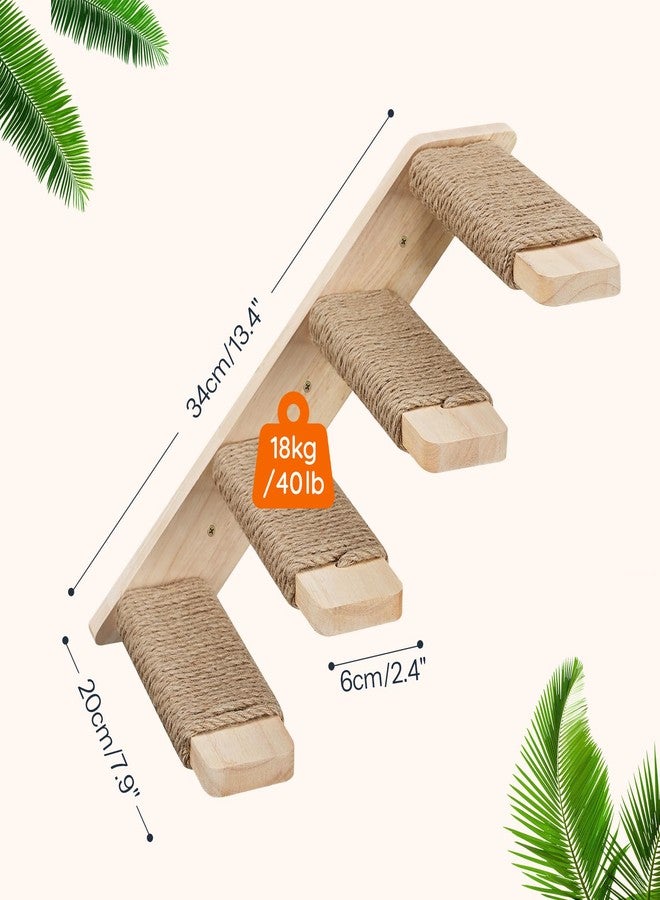 HOOBRO Cat Wall Shelves Set of 2, Wood Wall Mounted 4-Level Cat Wall Steps, Cat Wall Climber Furniture, Cat Climbing Shelves with Jute Scratching Steps, for Cat Perches and Platforms, Nature NL42CS03 - Image 5