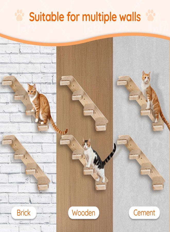 HOOBRO Cat Wall Shelves Set of 2, Wood Wall Mounted 4-Level Cat Wall Steps, Cat Wall Climber Furniture, Cat Climbing Shelves with Jute Scratching Steps, for Cat Perches and Platforms, Nature NL42CS03 - Image 3