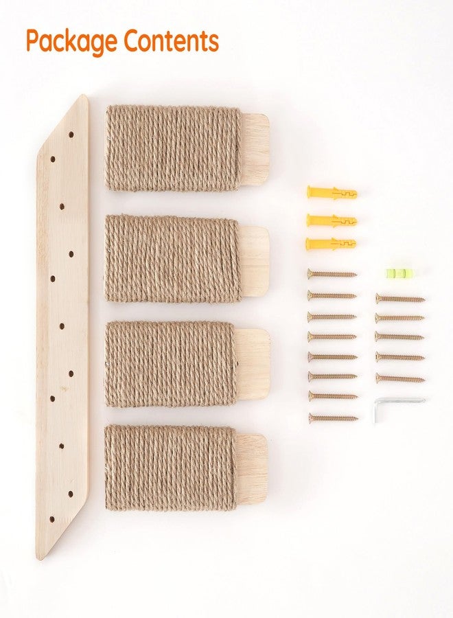 HOOBRO Cat Wall Shelves Set of 2, Wood Wall Mounted 4-Level Cat Wall Steps, Cat Wall Climber Furniture, Cat Climbing Shelves with Jute Scratching Steps, for Cat Perches and Platforms, Nature NL42CS03 - Image 4
