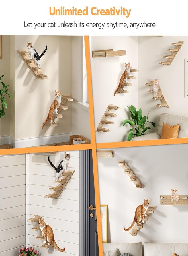HOOBRO Cat Wall Shelves Set of 2, Wood Wall Mounted 4-Level Cat Wall Steps, Cat Wall Climber Furniture, Cat Climbing Shelves with Jute Scratching Steps, for Cat Perches and Platforms, Nature NL42CS03 - Image 2