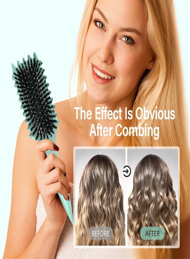 زوكيم فرشاة شعر مجعد جديدة 2024، فرشاة تصفيف الشعر المرتدة، فرشاة فك تشابك الشعر الرطب والجاف، الأداة الأساسية لتشكيل وتصفيف تجعيد الشعر، وتحقيق تجعيدات محددة تمامًا (أخضر) - Image 4