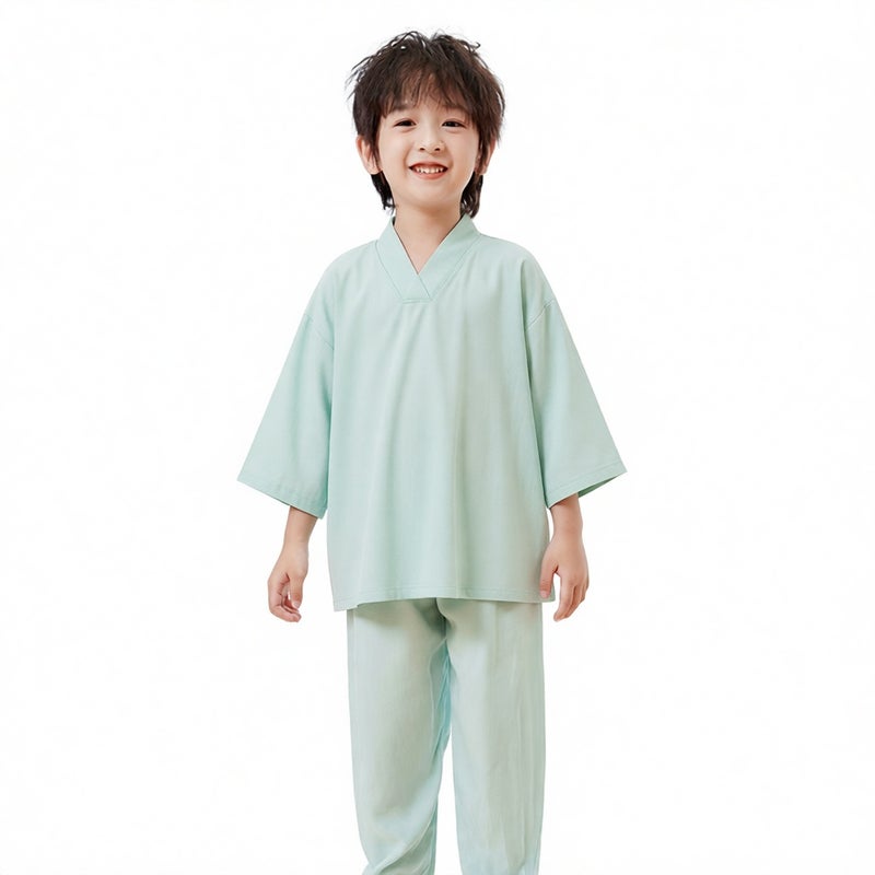 Cotton Gauze Kids Pajama Set Short Sleeve Homewear Suit for Boys Girls Toddler - Image 5