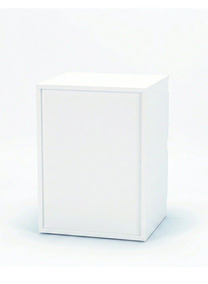 ترف كوم طاولة جانبية للسرير (كومودينو) عصرية بـ 2 درج - لون أبيض ناصع. - Image 3