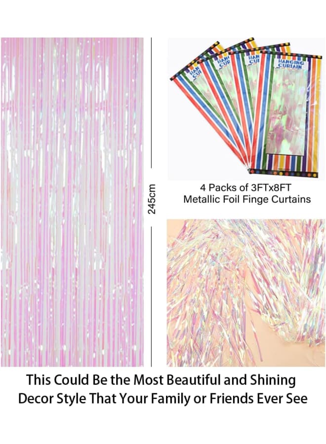 احباط هامش الستار شفافة 4 12FTx8FT لامع احباط معدني الستائر حزب الزينة متعدد الألوان بهرج صور كشك خلفية ستائر الباب خلفية لاستحمام الطفل - Image 5