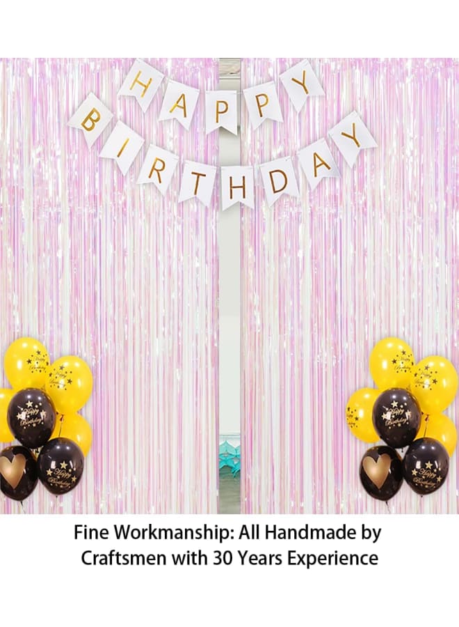 احباط هامش الستار شفافة 4 12FTx8FT لامع احباط معدني الستائر حزب الزينة متعدد الألوان بهرج صور كشك خلفية ستائر الباب خلفية لاستحمام الطفل - Image 3