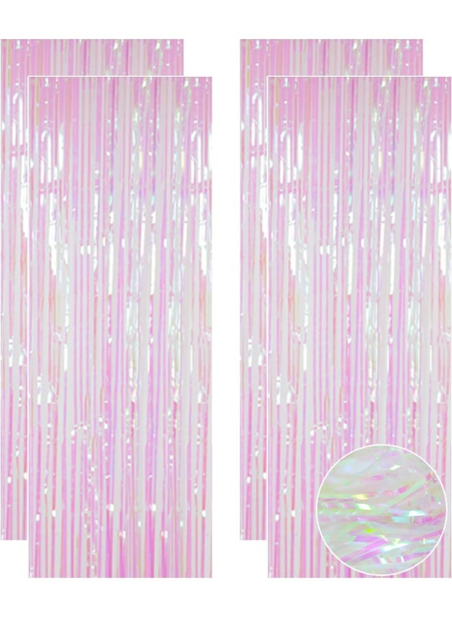 احباط هامش الستار شفافة 4 12FTx8FT لامع احباط معدني الستائر حزب الزينة متعدد الألوان بهرج صور كشك خلفية ستائر الباب خلفية لاستحمام الطفل - Image 1