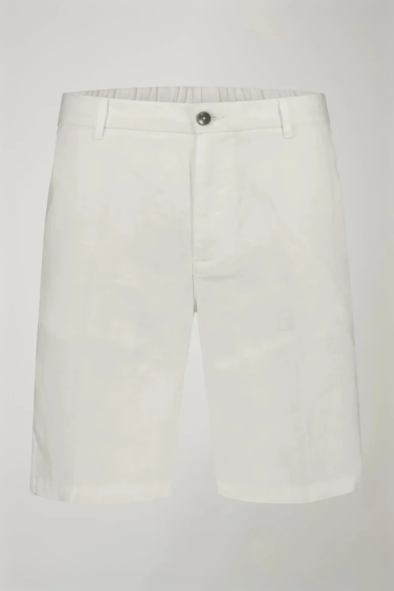 Doppelganger Beige Men's pure linen bermuda - Cream for Men | Best Price UAE