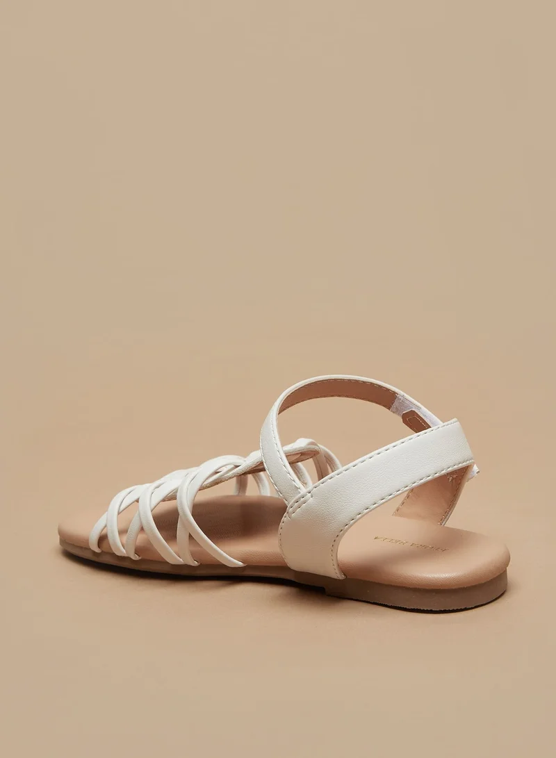 Flora Bella By Shoexpress Girls Solid Cross Strap Sandals with Hook and Loop Closure