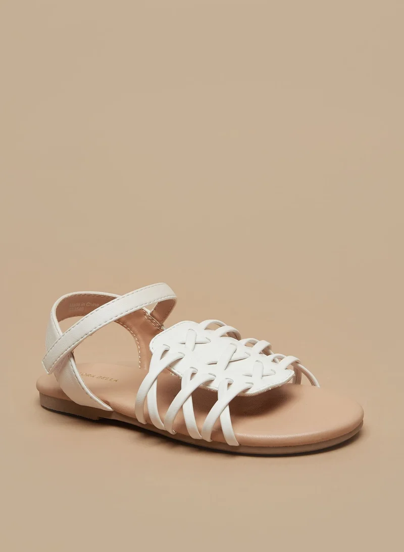 Flora Bella By Shoexpress Girls Solid Cross Strap Sandals with Hook and Loop Closure
