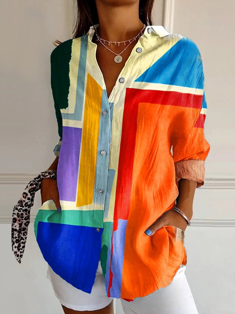 2024 New Womens Shirt Summer European and American Trend Hot Seven-sleeve Shirt Animal Pattern Printing 3D Lining YO595-MC