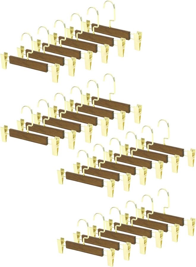 keke Pack of 20 Non-Slip Seamless Multi-Function Belt Clip Solid Wood Imitation Gold Hook Hanger  - Image 1