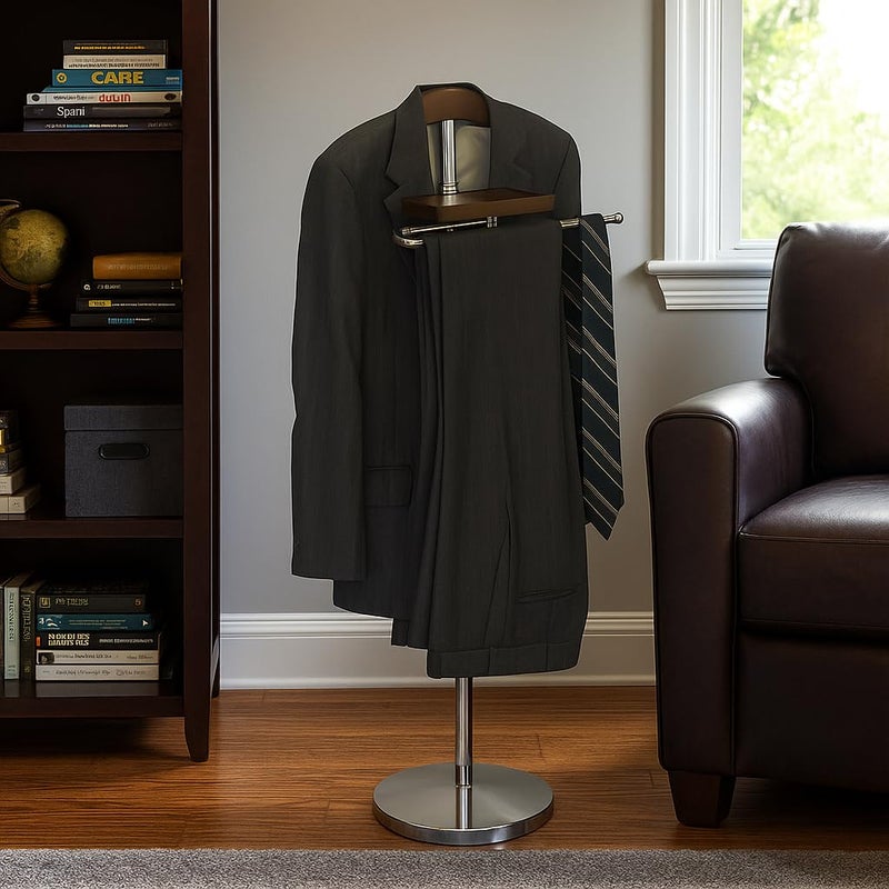 Proman Products VL17017 Valet with Hanger, Tray & Trouser Bar, Brown - Image 5