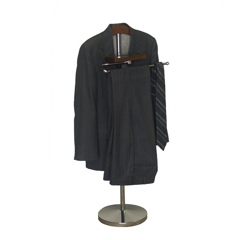 Proman Products VL17017 Valet with Hanger, Tray & Trouser Bar, Brown - Image 4