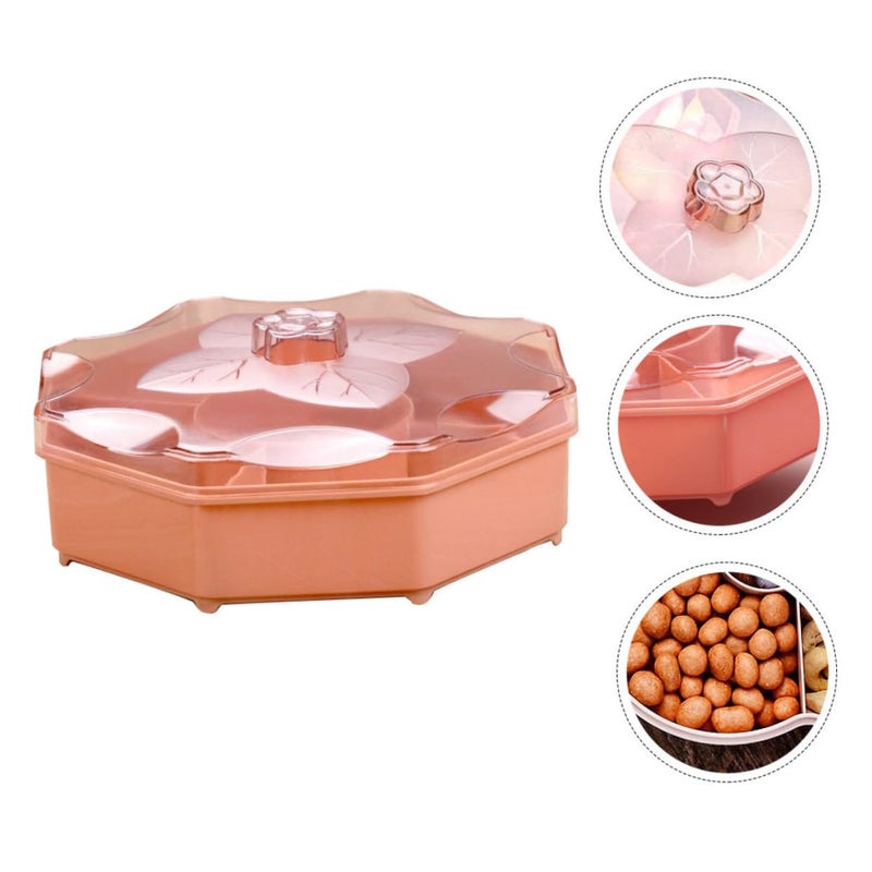 Rose Red Petal Shape Snack Organizer Tray With Translucent Cover For Fruits Nuts Chocolates - Image 4
