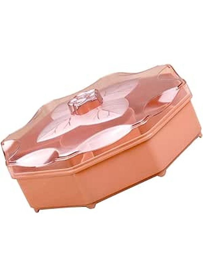 Rose Red Petal Shape Snack Organizer Tray With Translucent Cover For Fruits Nuts Chocolates - Image 1