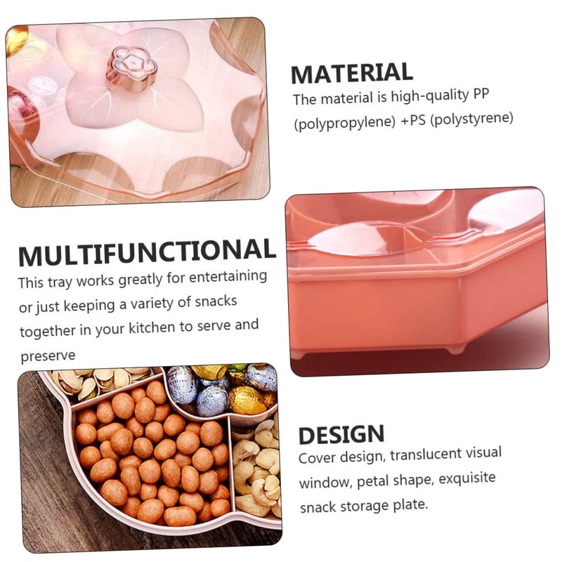 Rose Red Petal Shape Snack Organizer Tray With Translucent Cover For Fruits Nuts Chocolates - Image 5