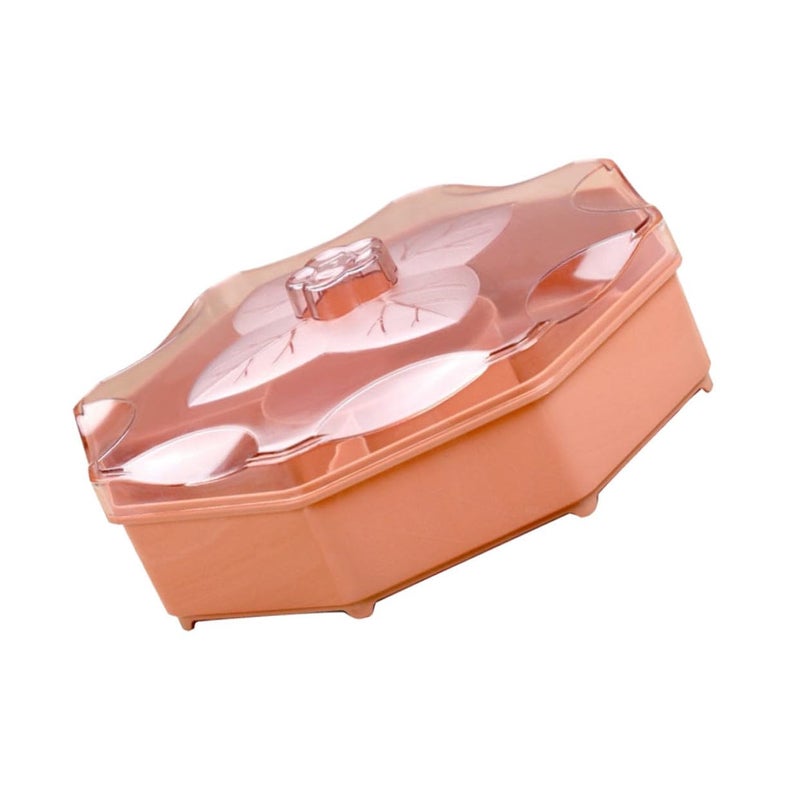 Rose Red Petal Shape Snack Organizer Tray With Translucent Cover For Fruits Nuts Chocolates - Image 2