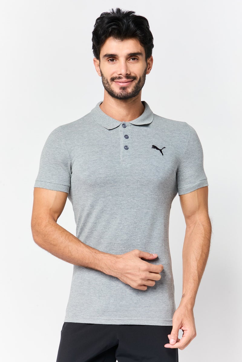 PUMA Men Slim Fit Short Sleeve Embroidered Logo Outdoor Polo Shirt, Grey - Image 1