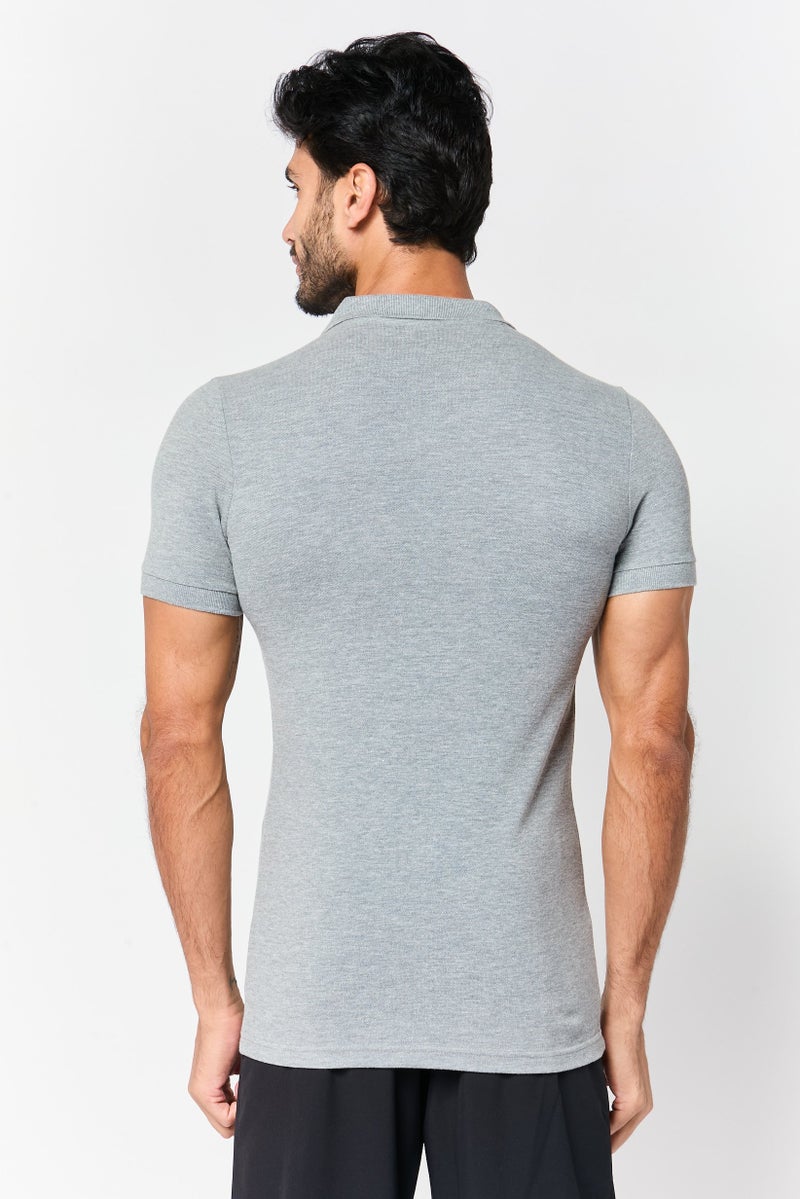 PUMA Men Slim Fit Short Sleeve Embroidered Logo Outdoor Polo Shirt, Grey - Image 3