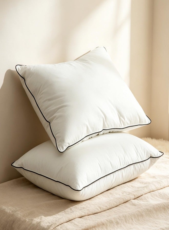 BPC Goose Feather Down Pillows Standard Size Set of 2, Luxury Hotel Pillows with 100% Organic Cotton Cover, Bed Pillow for Medium Firm Support & Cloud-Like Comfort, 20"x26" - Image 1