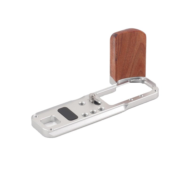 SZZCNOX LShape Camera Solid Wood Grip Thumb Grip Camera Mounting Baseplate Walnut Aluminium Wooden Handle Grip Cameras Accessories for FUJIFILM X100VI Silver - Image 2