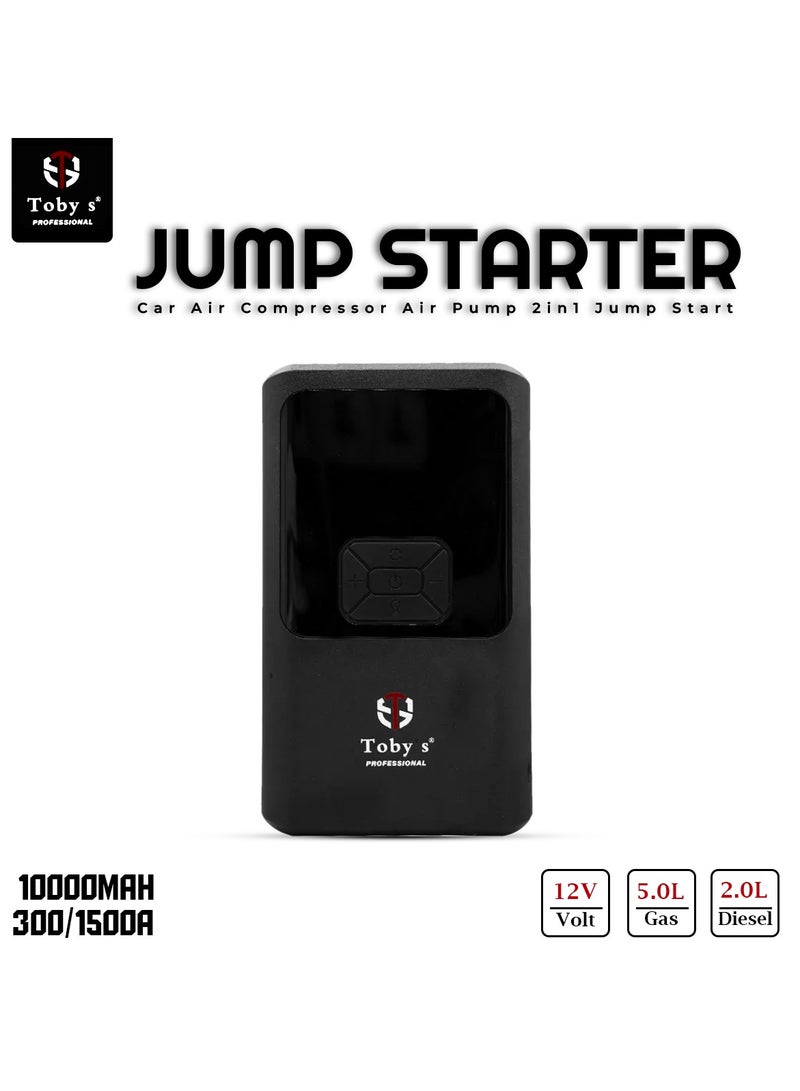 Toby's Car Jump Start 12V Car Air Compressor Air Pump 2in1 Jump Start 5.0L Gas 2.0 L Diesel TOBYS X13  - Image 1