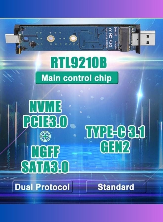 M.2 SSD Enclosure, NVME NGFF Dual Protocol Adapter with USB C Support for Size 2242/2260/2280