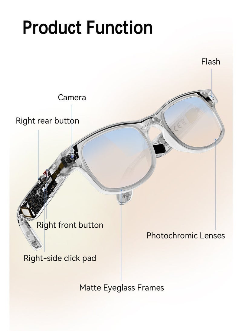 ZESITH White AI Smart Glasses 800W Pixel Camera Photo Video Real Time Translation Bluetooth Outdoor Cycling Glasses - Image 3