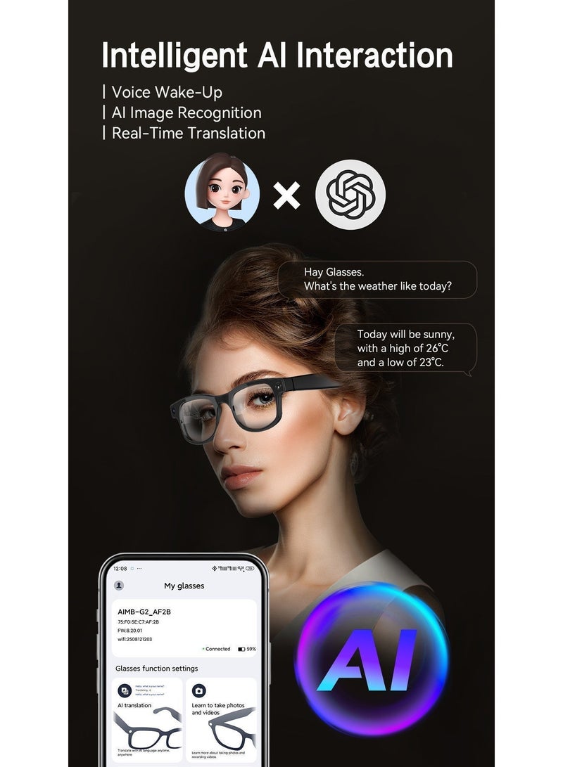 ZESITH White AI Smart Glasses 800W Pixel Camera Photo Video Real Time Translation Bluetooth Outdoor Cycling Glasses - Image 5