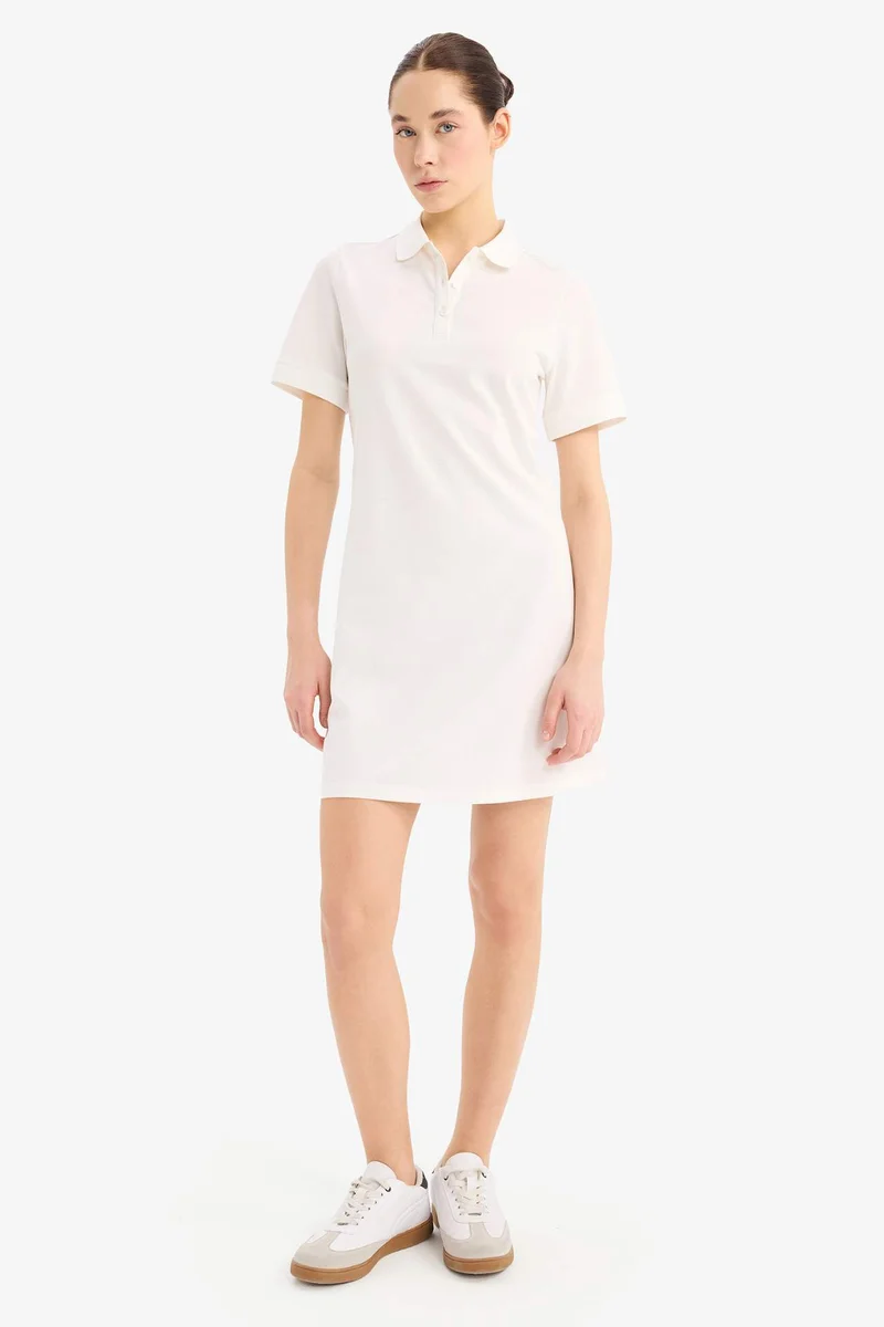 ديفاكتو Polo Collar Pique Mini Dress