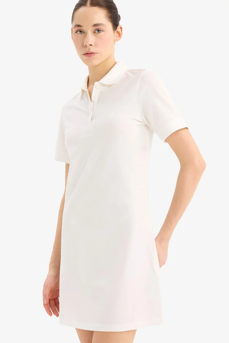 ديفاكتو Polo Collar Pique Mini Dress