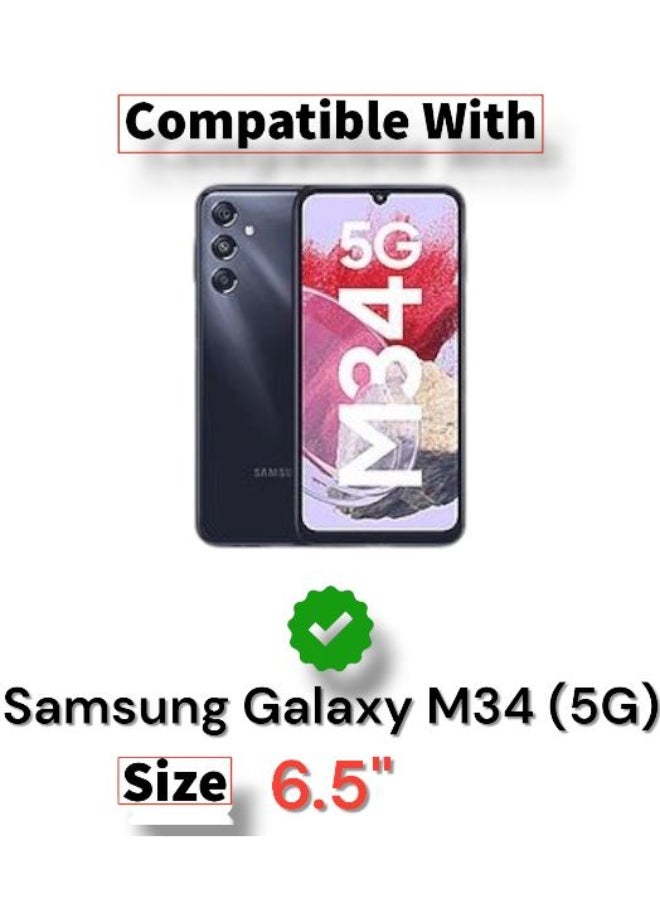For Samsung Galaxy M34 Flip Full Leather Wallet Card Slot Case with Kickstand,with Strap Magnetic Closure,Included Internal Tpu Silicone Case,High Protective Compatible with Samsung Galaxy M34 (6.5") (Red)