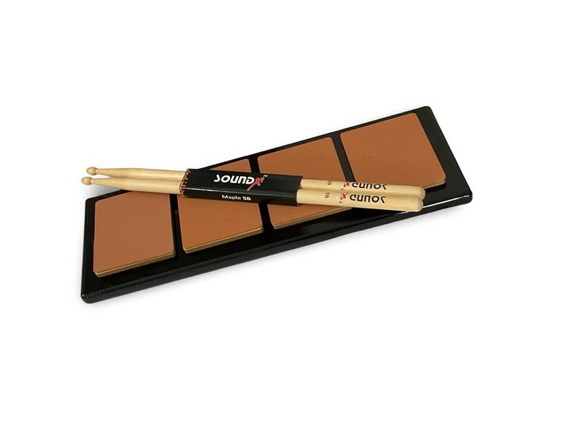 RHYTHM PRO Practice Pad 4 – For Octapad & Drum Practice With Drumstick Pair The perfect tool for drummers and percussionists,Super Bounce Silicone Rubber,Made In India (TAN BROWN) - Image 2