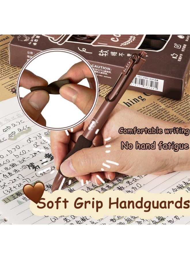 5Pcs Cute Gel Pens, Retractable Quick Dry Ink Pens, 0.5mm Fine Point Black Ink Cute  Pens, with Soft Rubber Grip, Smooth Writing Pens, Aesthetic Pretty Pens, for School Office Supplies, Coffee - Image 5