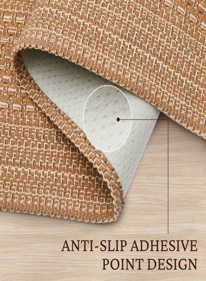 MatEssenz 2x3 Textured Washable Entry Rug, Natural Woven Low-Profile Door Mat with Non-Slip TPR Backing, Brown, for Entryway, Kitchen, Laundry Room - Image 3