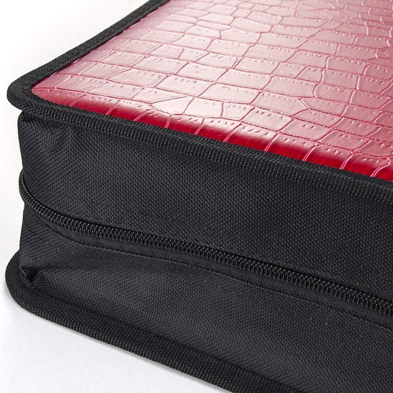 klarako CD DVD Media Storage Case Large 400-Capacity PU Leather Bag Wallet Allbum Holder Pouch for Car Home Office Travel Red - Image 4