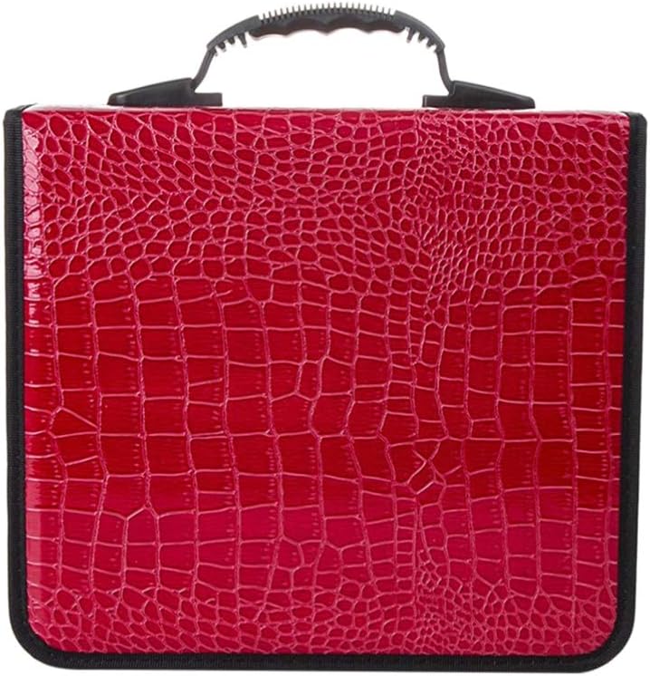 klarako CD DVD Media Storage Case Large 400-Capacity PU Leather Bag Wallet Allbum Holder Pouch for Car Home Office Travel Red - Image 1