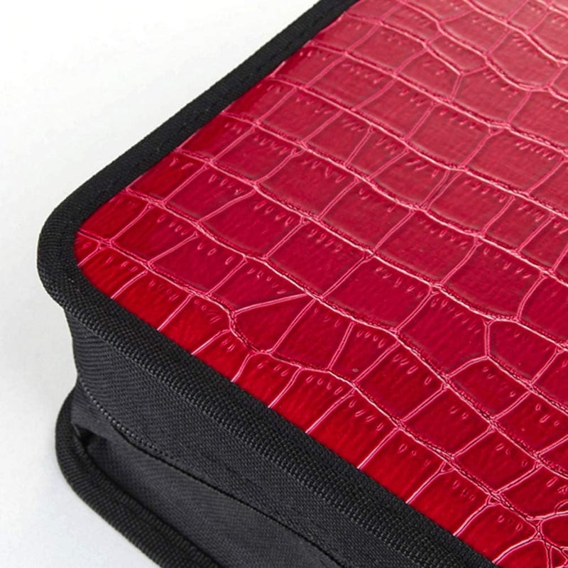 klarako CD DVD Media Storage Case Large 400-Capacity PU Leather Bag Wallet Allbum Holder Pouch for Car Home Office Travel Red - Image 5