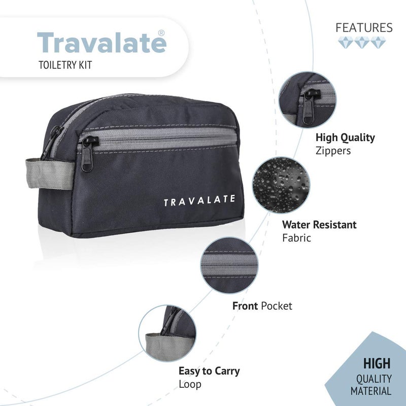 TRAVALATE حقيبة أدوات السفر ® مستلزمات التجميل مجموعة حلاقة للرجال والنساء، حقيبة متعددة الاستخدامات - رمادي - Image 3