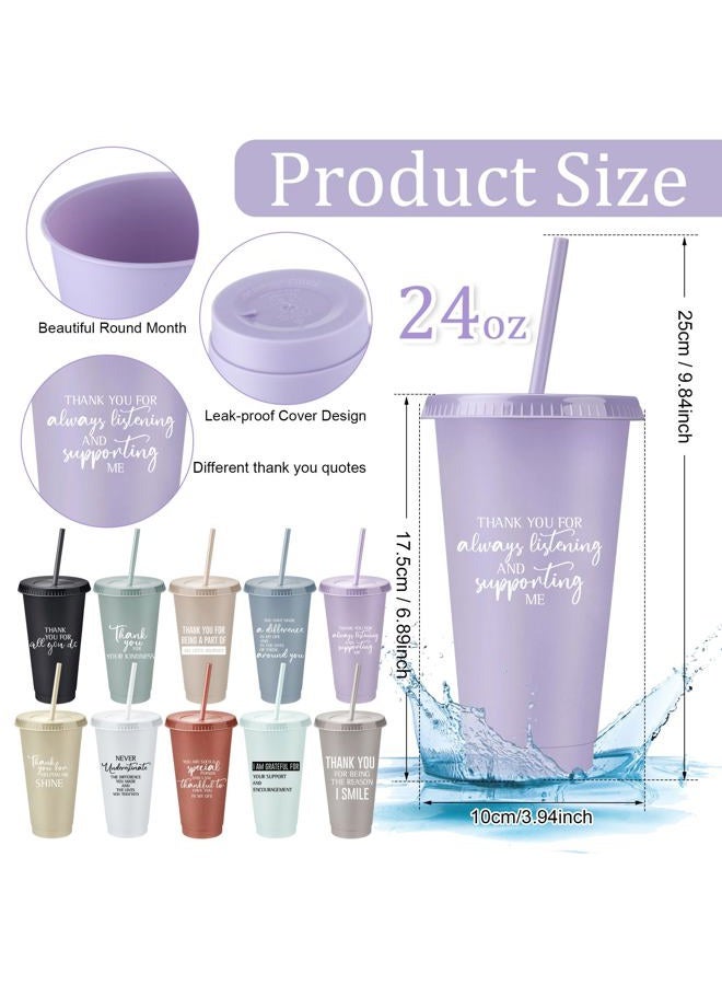 Tioncy 50 Set Employee Appreciation Gifts Bulk Team Thank You Cups with Lids and Straws Plastic Tumblers 24 oz for Coworker Social Worker Office Staff Nurse Doctor Teacher(Grateful,Multicolor) - Image 2