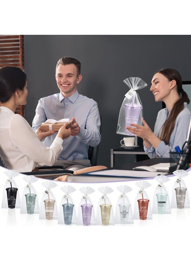 Tioncy 50 Set Employee Appreciation Gifts Bulk Team Thank You Cups with Lids and Straws Plastic Tumblers 24 oz for Coworker Social Worker Office Staff Nurse Doctor Teacher(Grateful,Multicolor) - Image 5