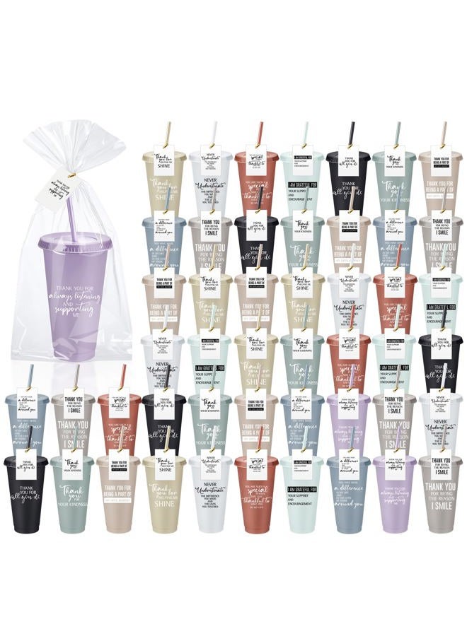 Tioncy 50 Set Employee Appreciation Gifts Bulk Team Thank You Cups with Lids and Straws Plastic Tumblers 24 oz for Coworker Social Worker Office Staff Nurse Doctor Teacher(Grateful,Multicolor) - Image 1