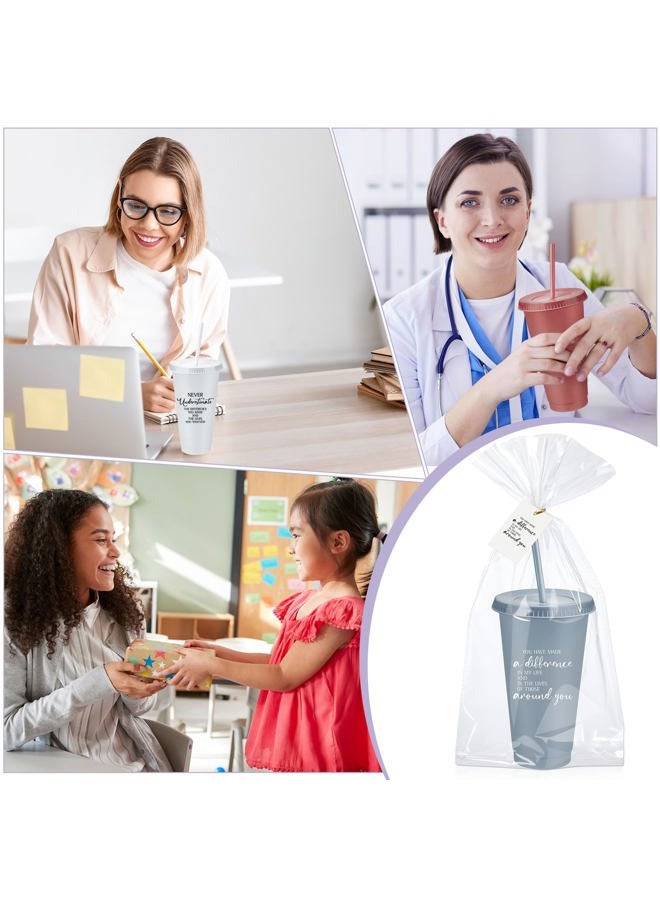 Tioncy 50 Set Employee Appreciation Gifts Bulk Team Thank You Cups with Lids and Straws Plastic Tumblers 24 oz for Coworker Social Worker Office Staff Nurse Doctor Teacher(Grateful,Multicolor) - Image 4
