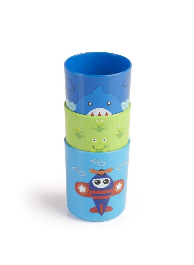 Beebaby Boo Boo Cup For Kids 100% Bpa Free Training Cup Set For Baby;Toddlers Unbreakable 3Pcs Baby Tumbler Glass Set 240 Ml 8 Oz.(Blue & Green 18M+) - Image 3