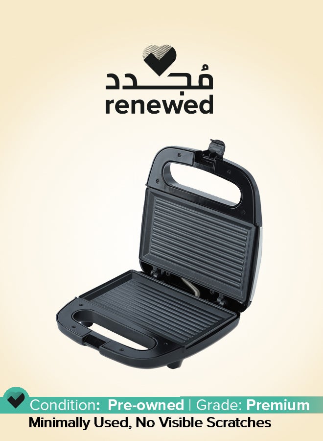 GEEPAS Renewed - Portable Powerful  2 Slice Grill Maker with Non-Stick Coated Plates With Safety Locks, Stainless Steel, Cool Touch Handle & Skid- Resistant Feet, Power On & Ready Light Indicators 2 Slices 750 W GGM6001 Black/Grey - Image 1